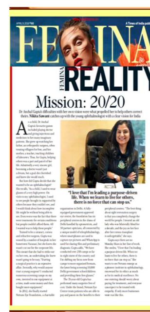 Femina feature: Mission 20/20, Dr Anchal Gupta