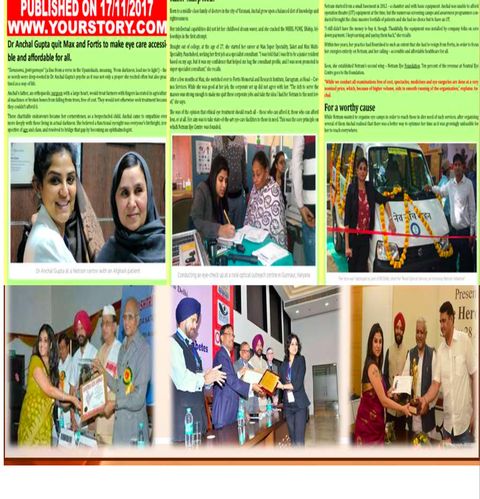 YourStory coverage of Dr Anchal Gupta and Netram Eye Foundation